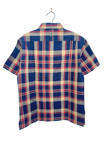 Archie Shirt in Navy Madras Plaid – Umber and Ochre
