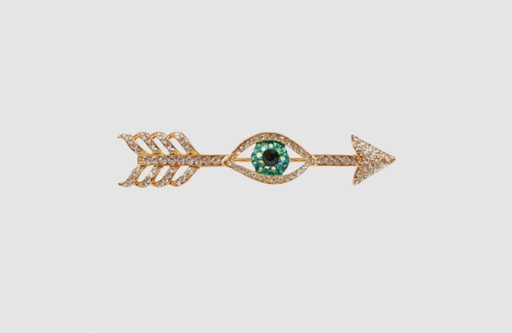 Arrow & Eye Crystal Brooch