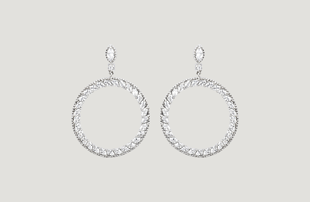 Crystal Circle Drop Earrings