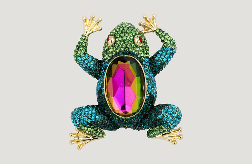 Crystal Frog Brooch