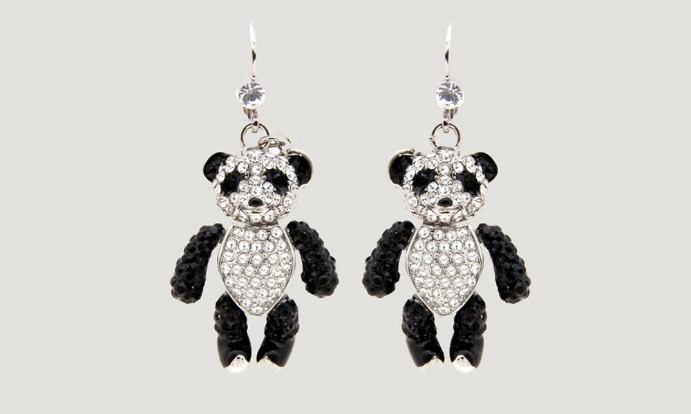 Crystal Panda Drop Earrings