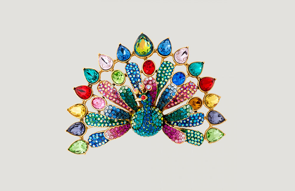 Crystal Peacock Brooch