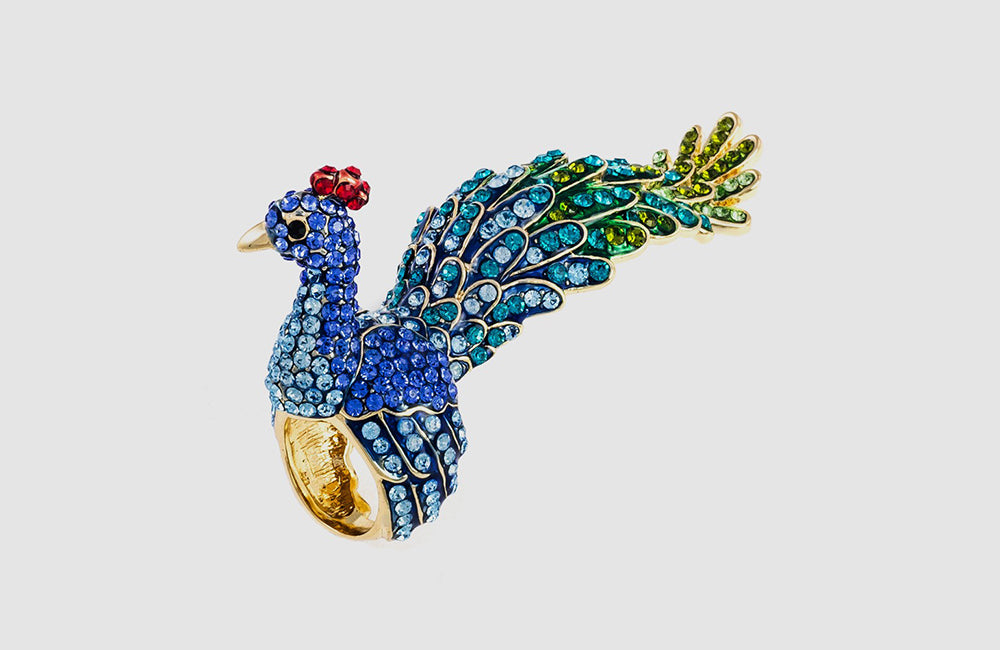 Crystal Peacock Ring