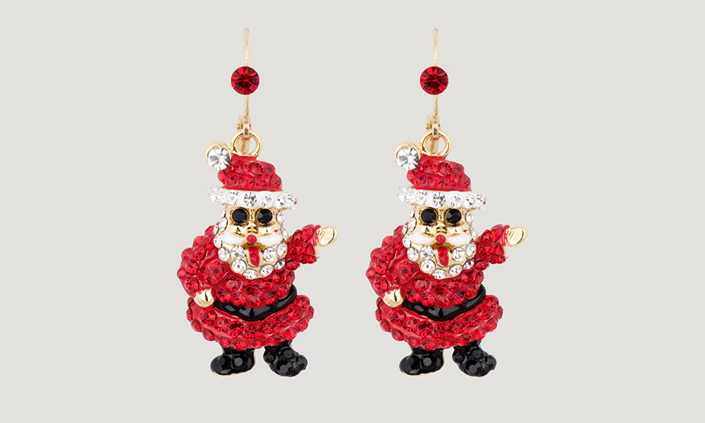Crystal Santa Drop Earrings | B&W