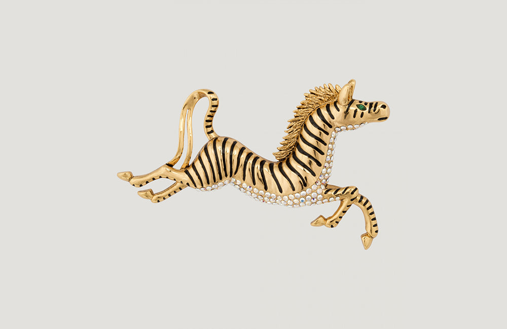 Jumping Zebra Brooch