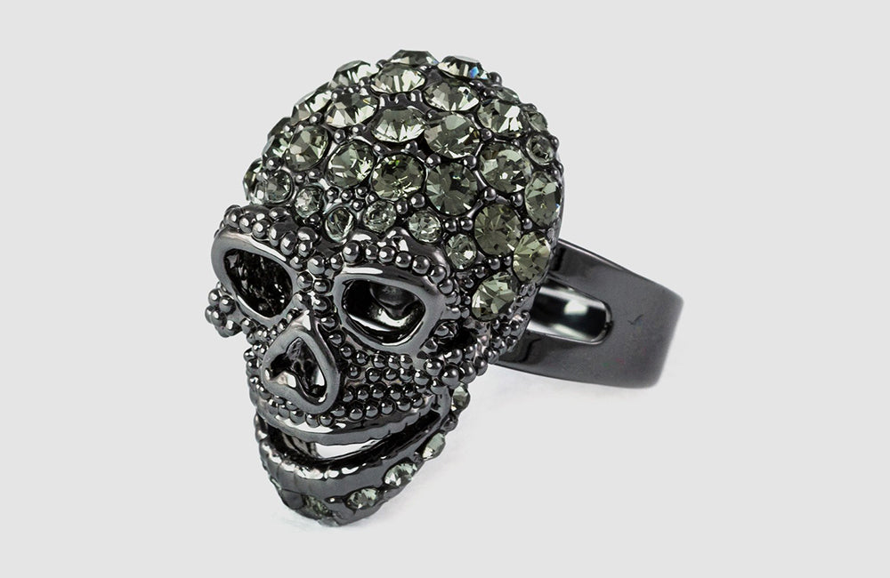 Small Crystal Skull Adjustable Ring