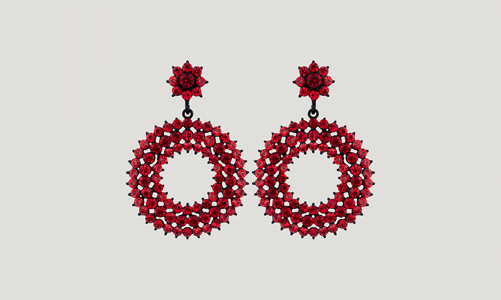 Circle Crystal Drop Earrings