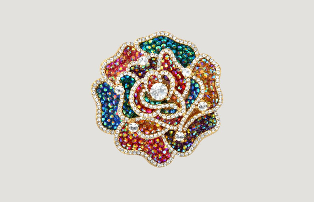 Crystal Flower Brooch