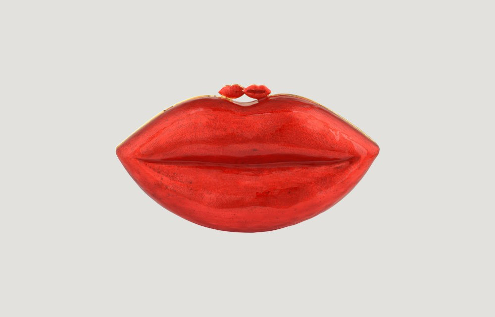 Enamel Lip Clutch Bag