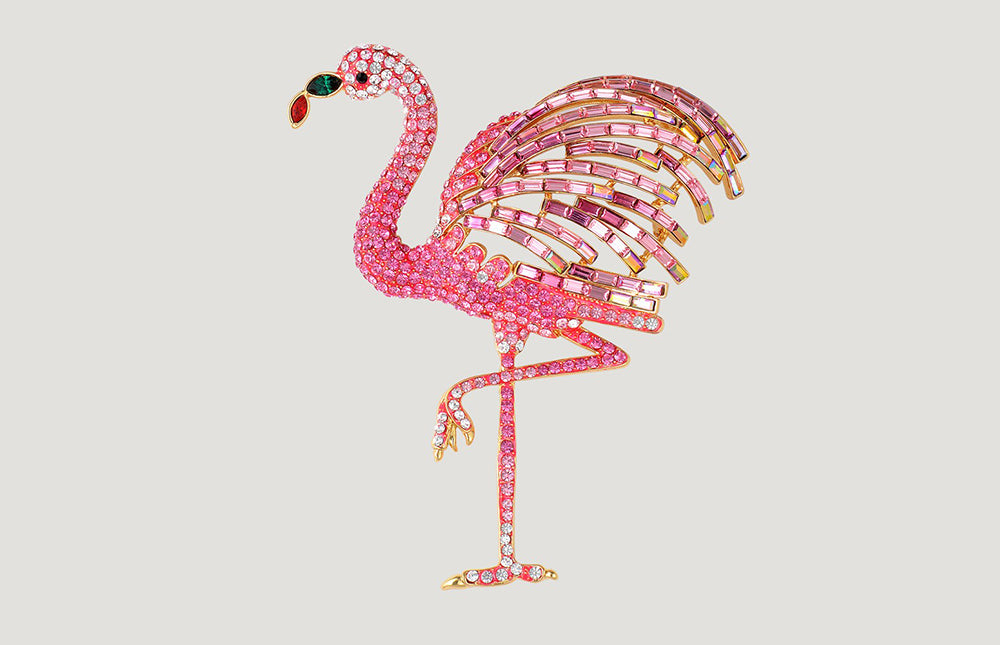 Large Crystal Flamingo Brooch