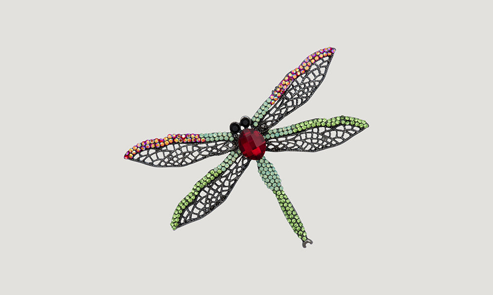 Pointed Dragon Fly Crystal Brooch
