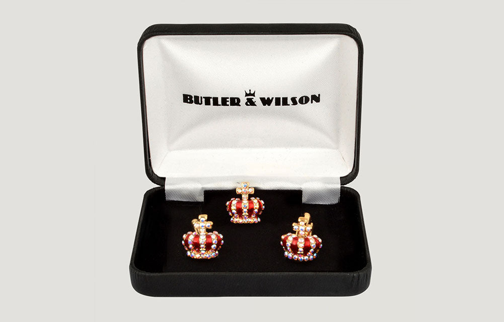 Tiny Crown Cufflinks and Clutch Pin Set
