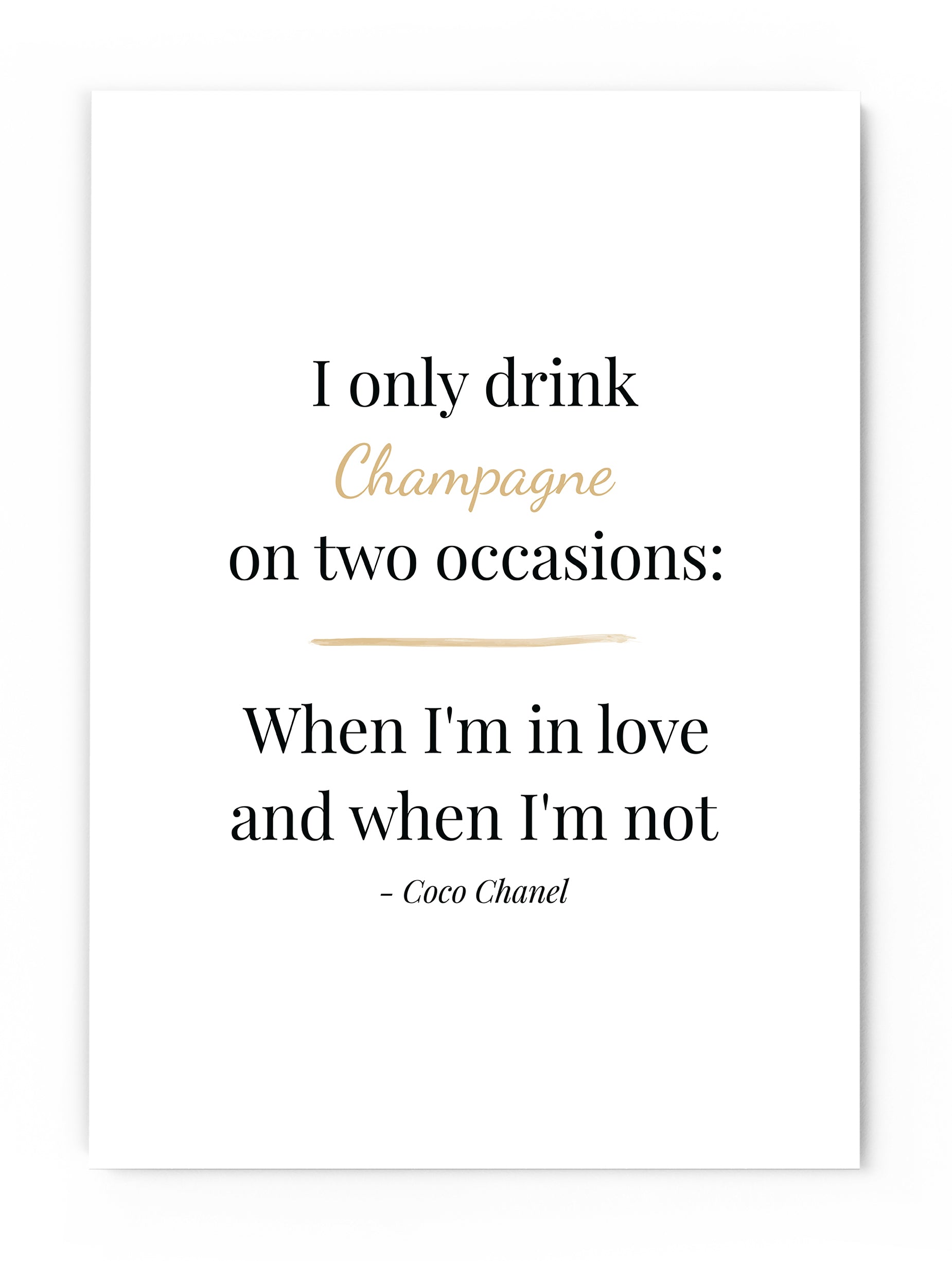 Coco Chanel Champagne Quote | Champagne Poster ?