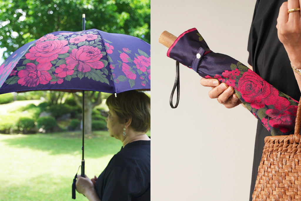 バラ柄の晴雨兼用傘