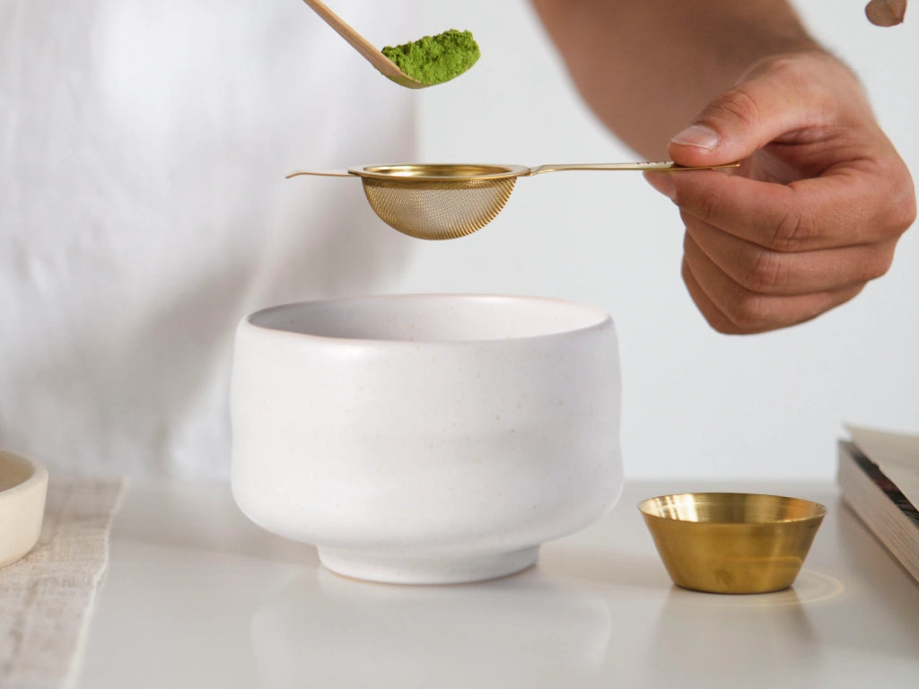 Tenzai matcha bowl and tea strainer