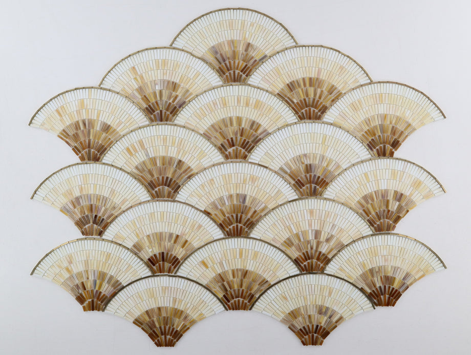  Fan Club Cream Ombre With Brass Mosaic 