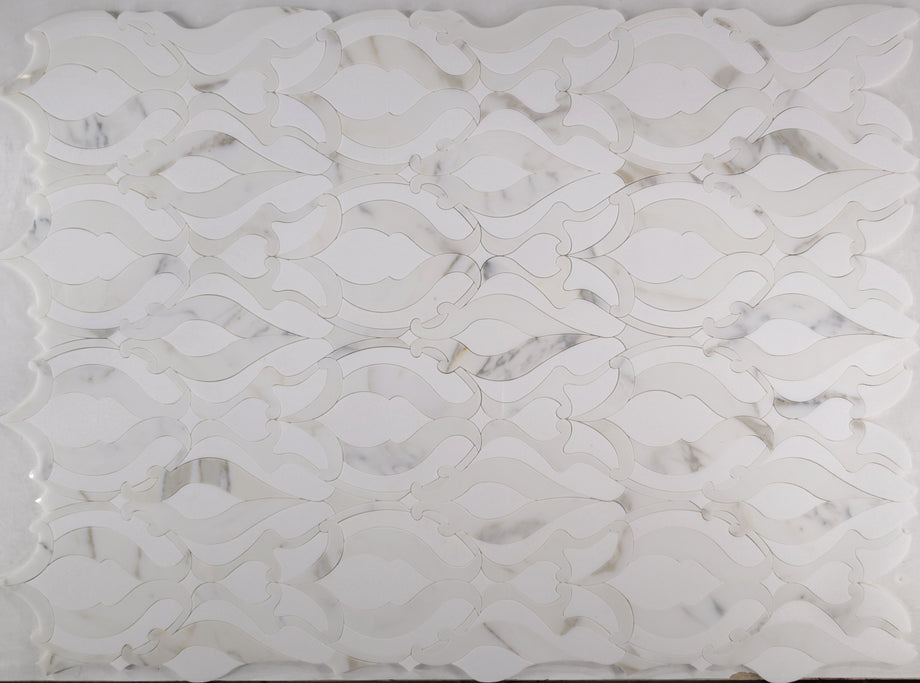  Damask Blanc Waterjet Mosaic  Polished Stone 