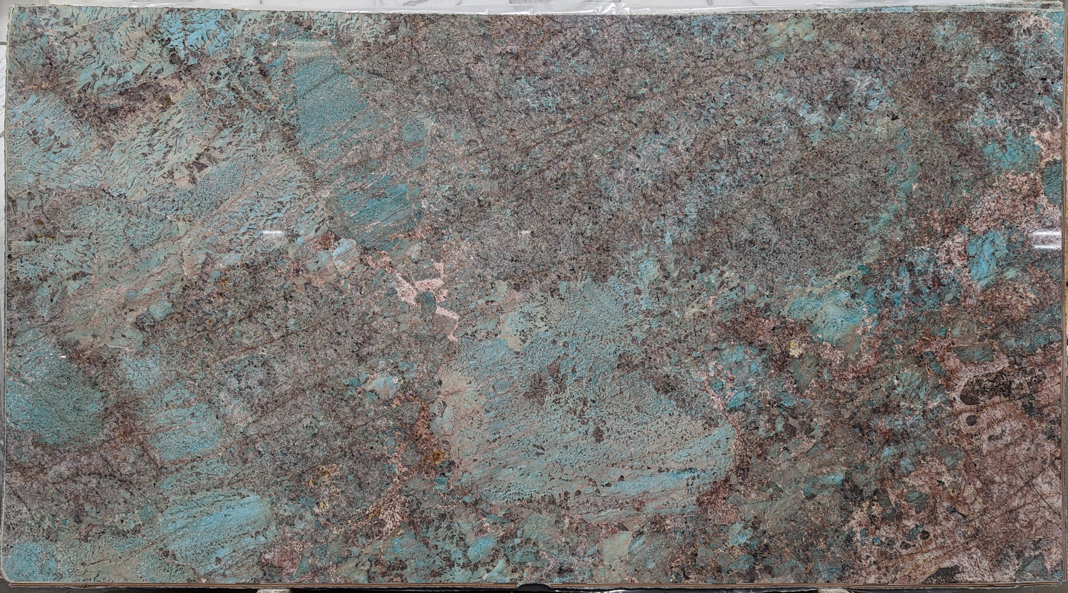  Amazonite%20Quartzite%20Slab%203/4%22%20%20Polished%20Stone - 20921#30 -  64X119 