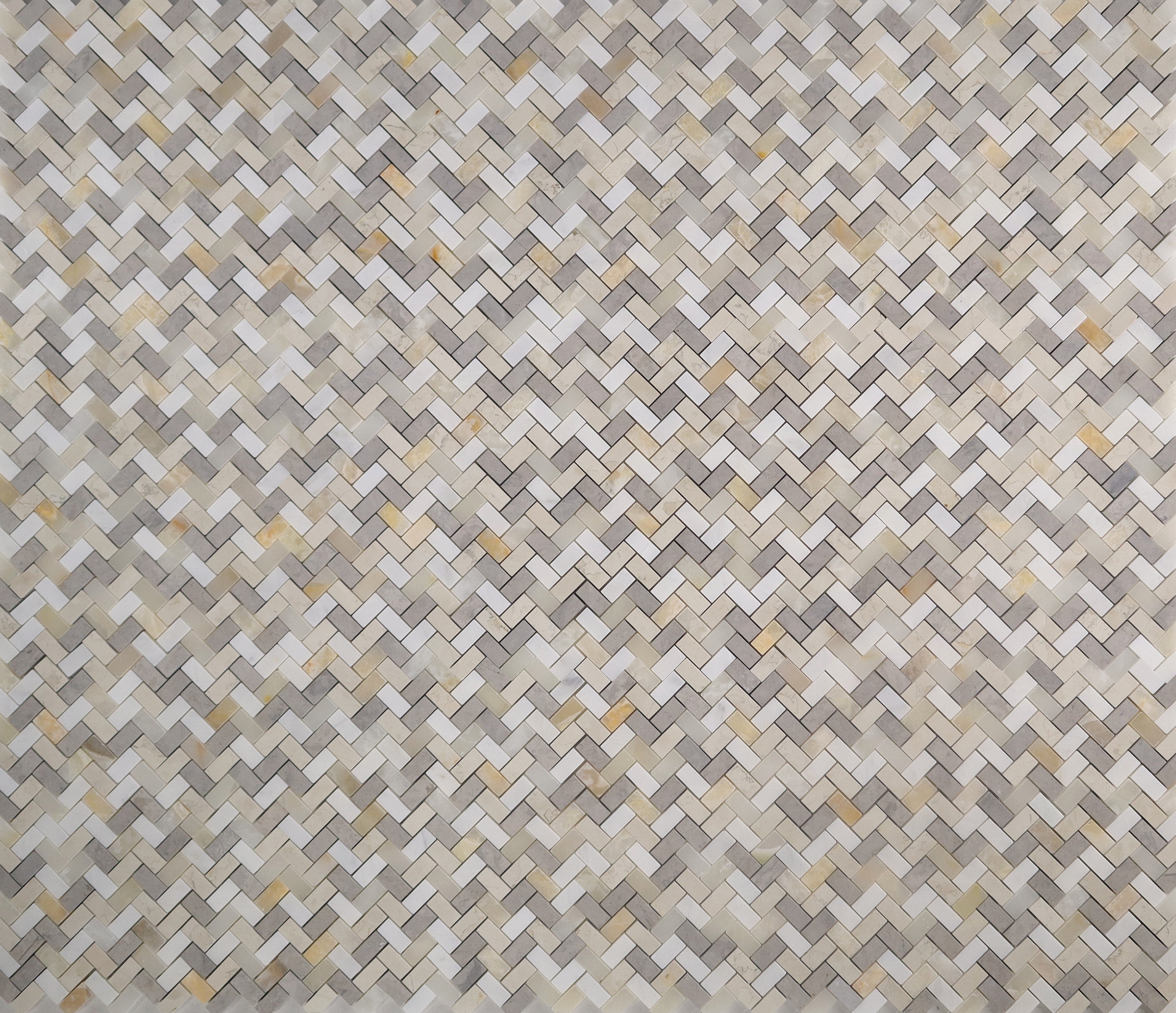  Linen%20Mosaic%20%20Mixed%20Finish%20Stone%20Herringbone 