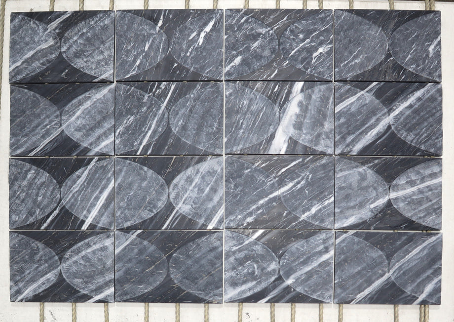  Crescent Blackwave Marble Dimensional Tile 