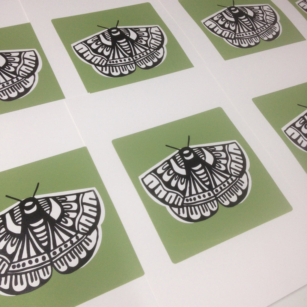 Limited edition Butterfly prints drying in my studio after silkscreen screen printing. Print tutorial by artist and printmaker Lu West.