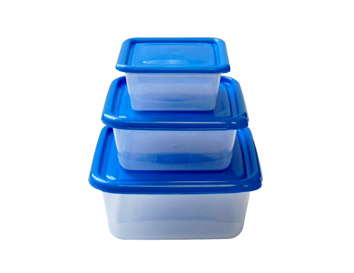 3 pcs Square use n re-use food container (890+480+220 ml)