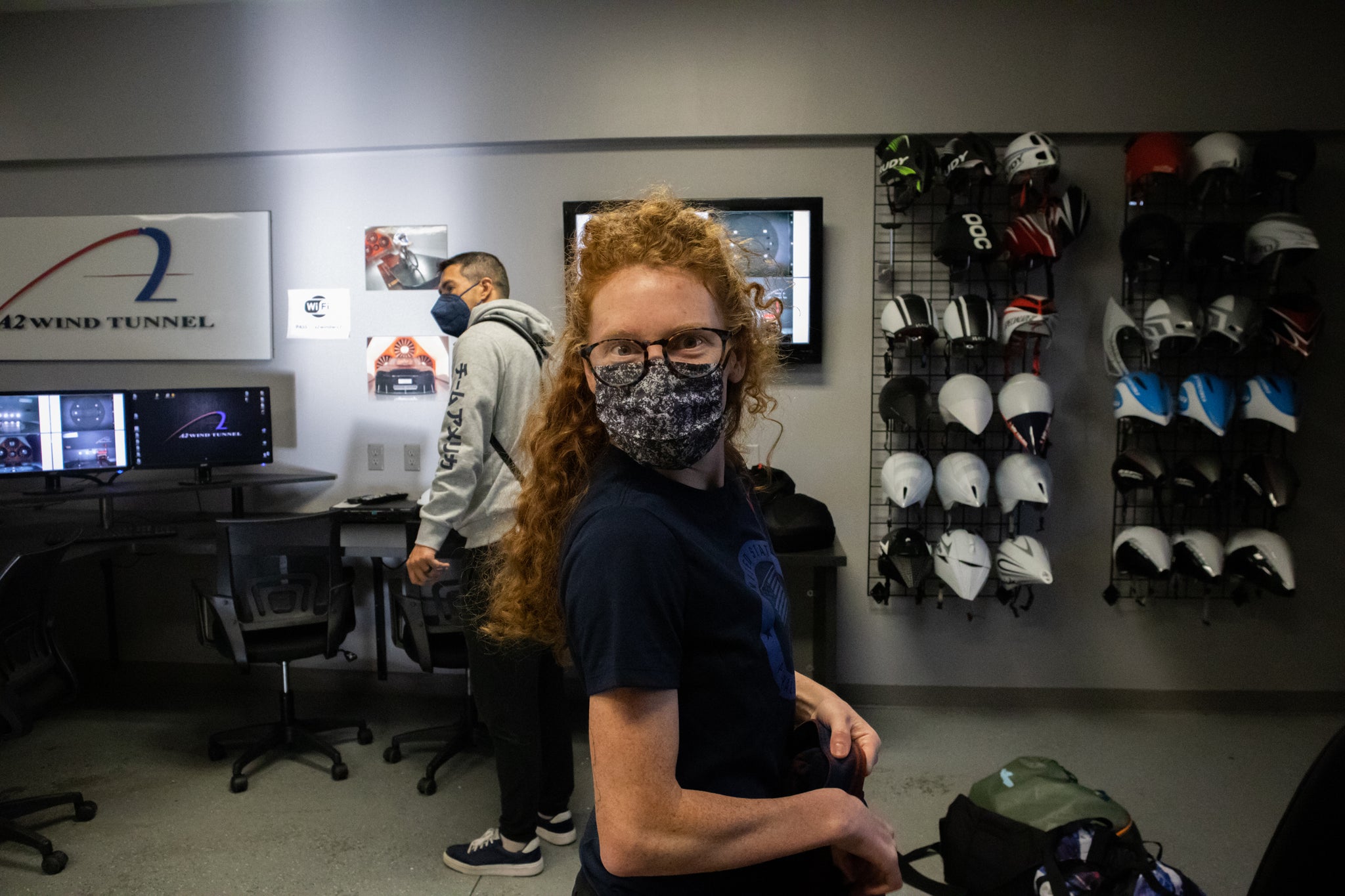 Clara Brown getting ready too test in the wind tunnel