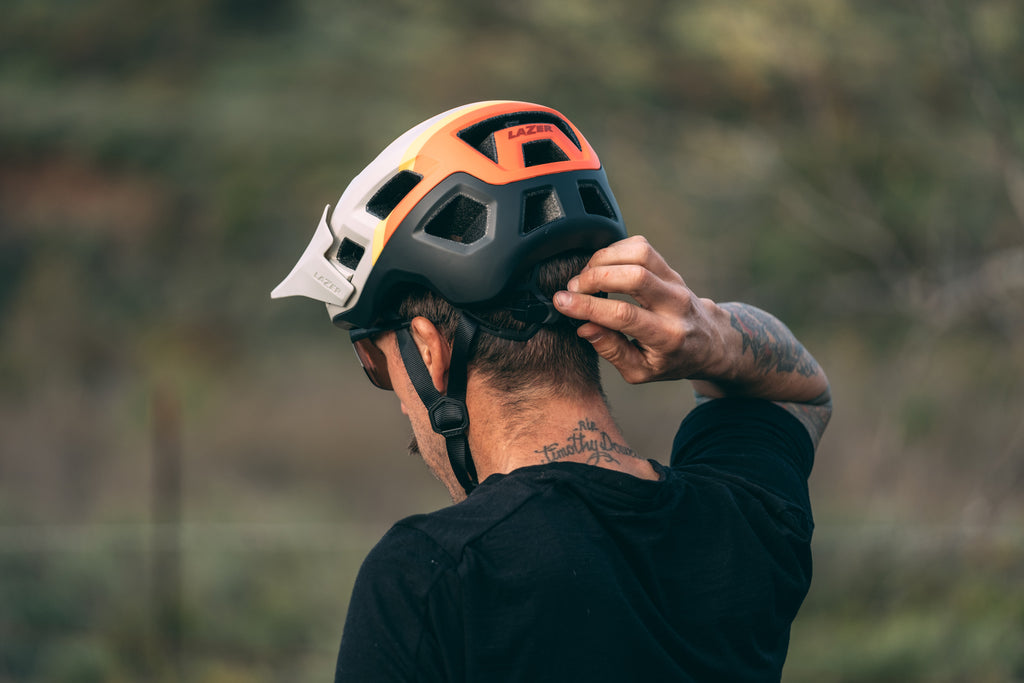 Adjusting the fit on a Lazer Sports Coyote KinetiCore mountain bike helmet