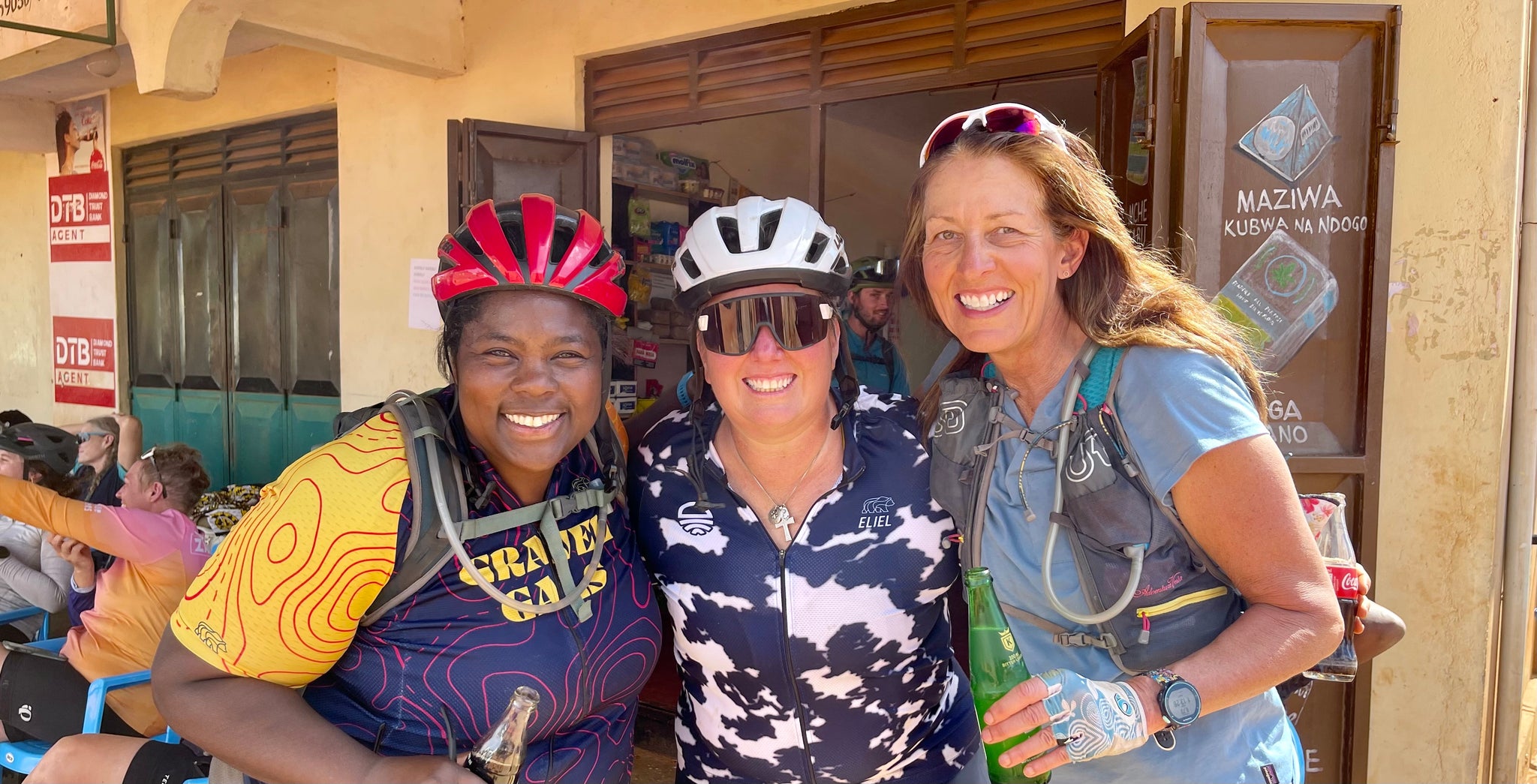 Riding across Kenya on a bike wearing a Lazer bicycle helmet