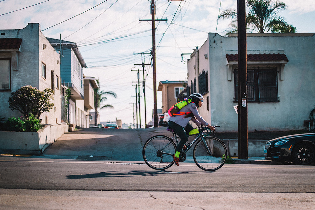 Josie Fouts riding her bike