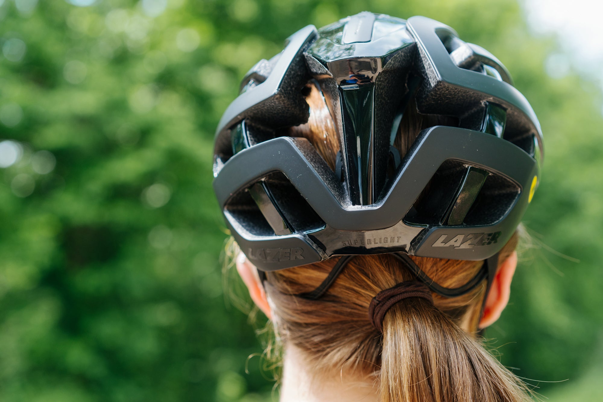 back side of a Lazer G1 MIPS road bicycle helmet designed for performance 