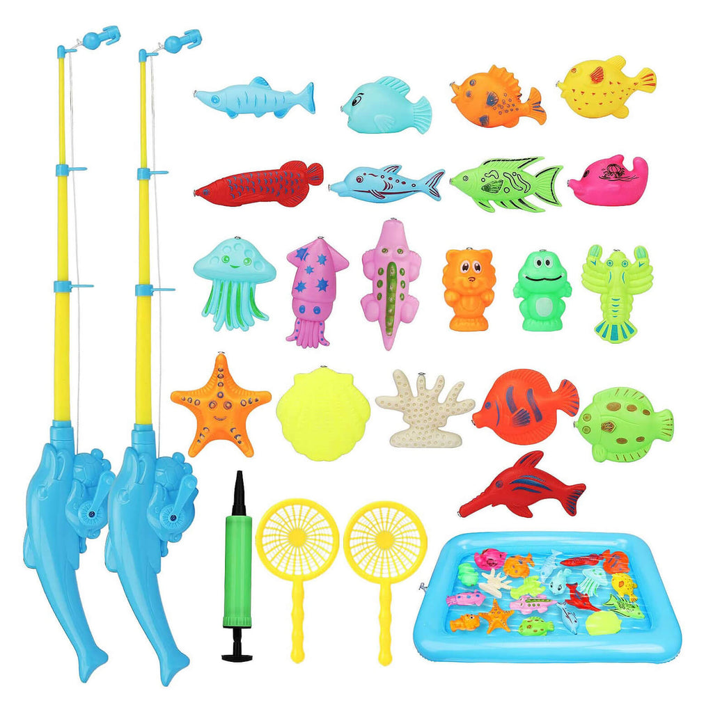 Kids Outdoor Toy Fishing Game for Ages 4-8 Magnetic Pole Wooden Child  Toddler 5 Pcs 