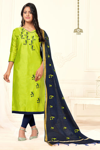 Admyrin Green Cotton Woven Dress Material