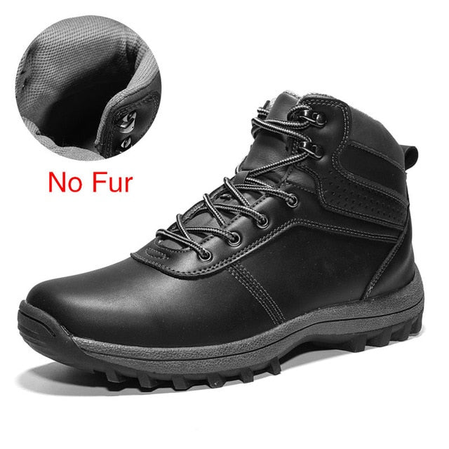 Genuine Leather Ankle Snow With Fur Plush Warm Casual Boots