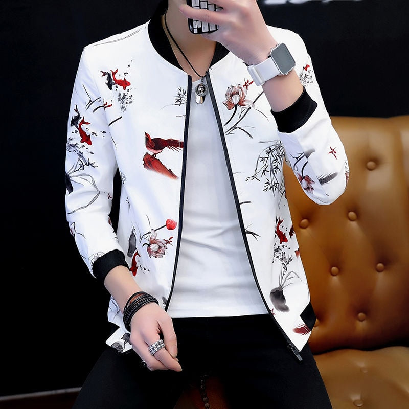 Bomber Zipper Jacket Male Casual Streetwear Hip Hop Slim Fit Pilot Coat
