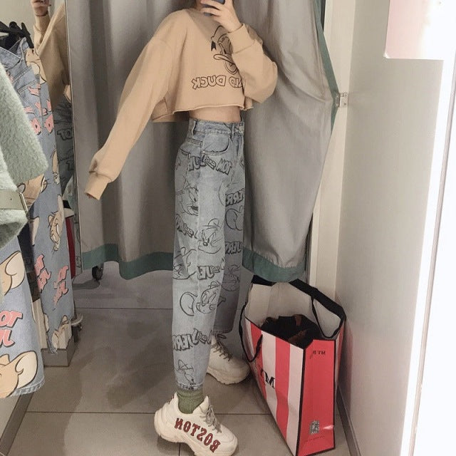 Personality cartoon jeans
