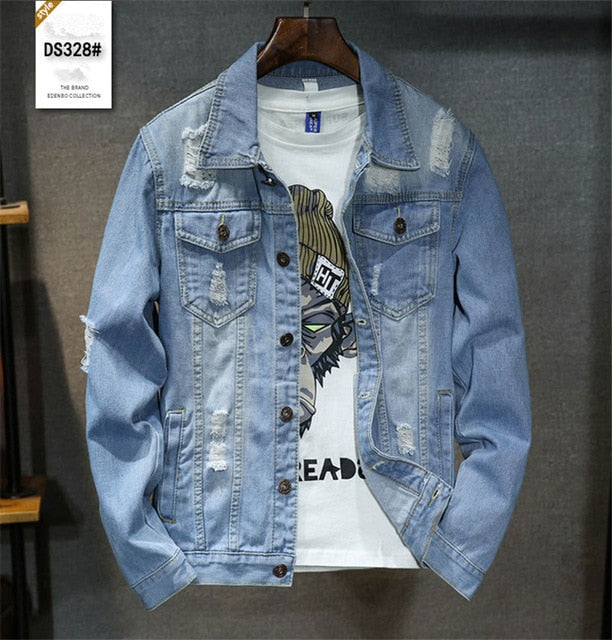 High quality Denim Ripped Holes Blue Jean Jackets