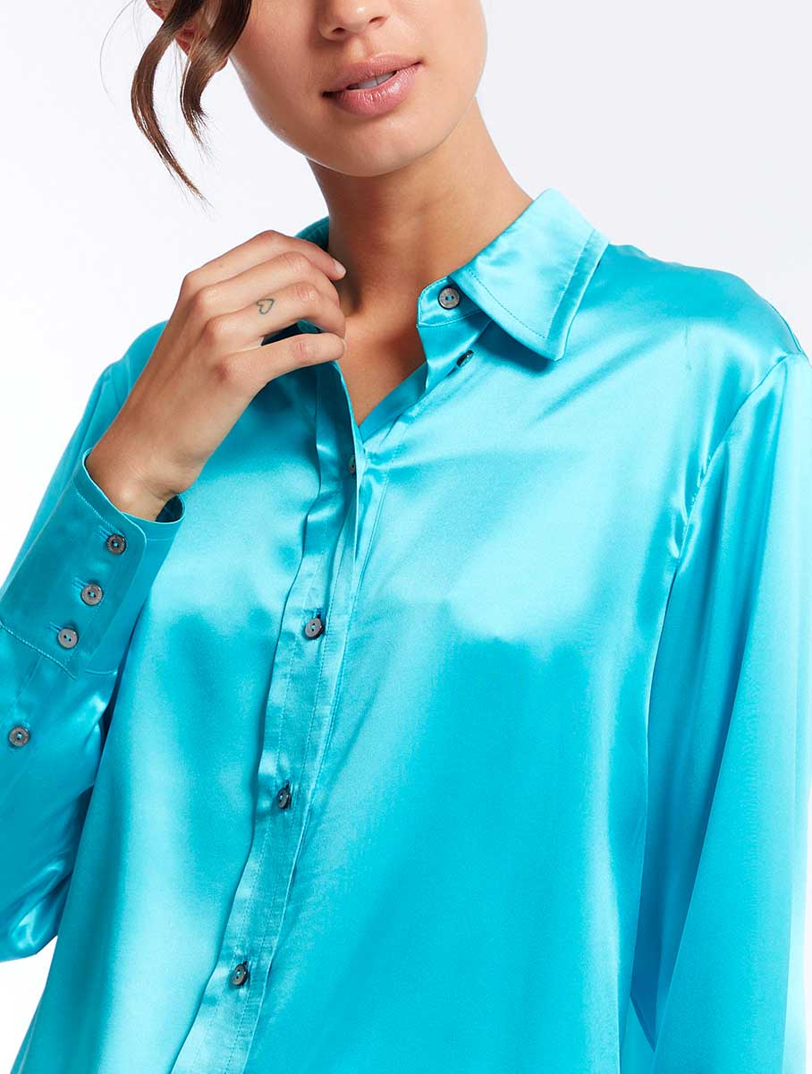 chemise bleu turquoise