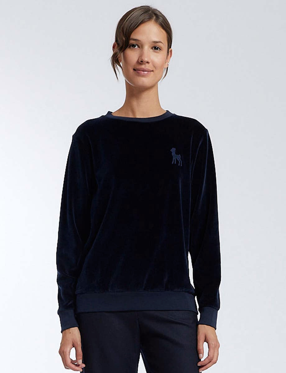 Pull Joy Velours Bleu Marine Ines De La Fressange Paris