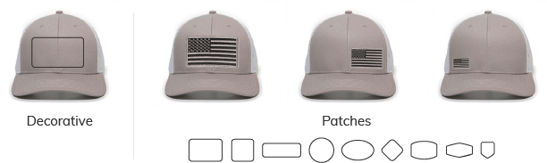 Patch placement for trucker hat