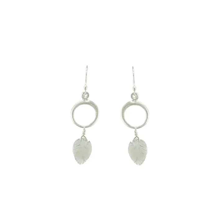 Carved Green Leaf Earrings