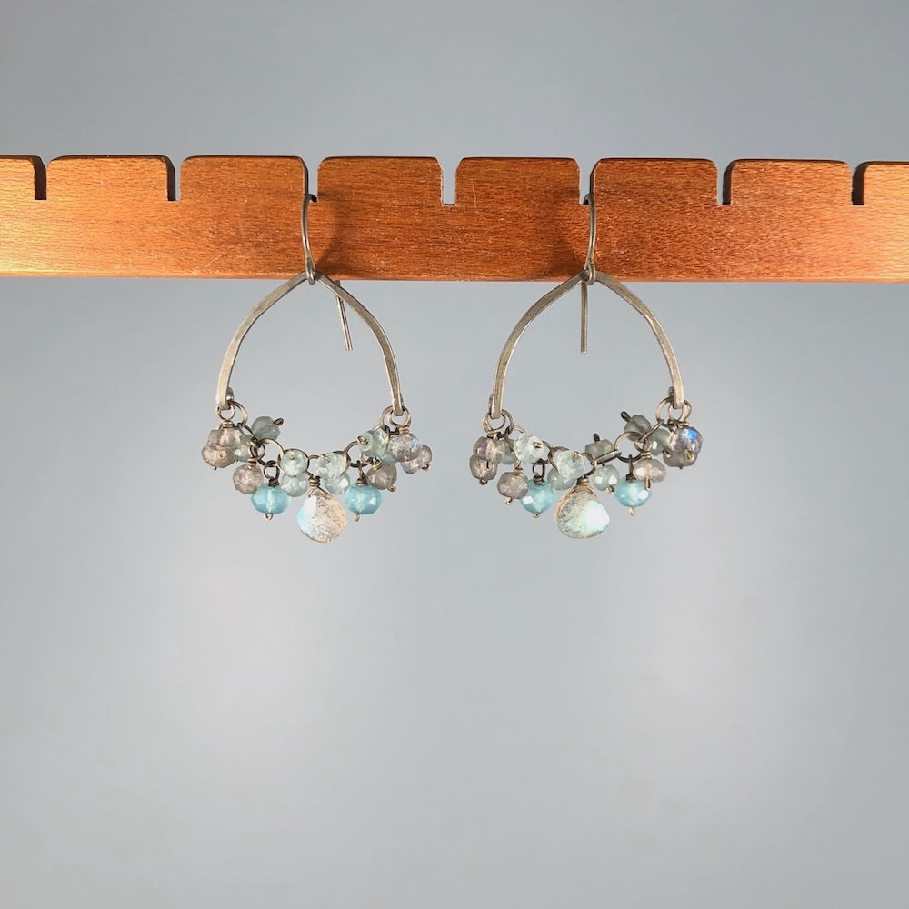 Labradorite &amp; Chalcedony Chained Earrings - Heart of the Home PA