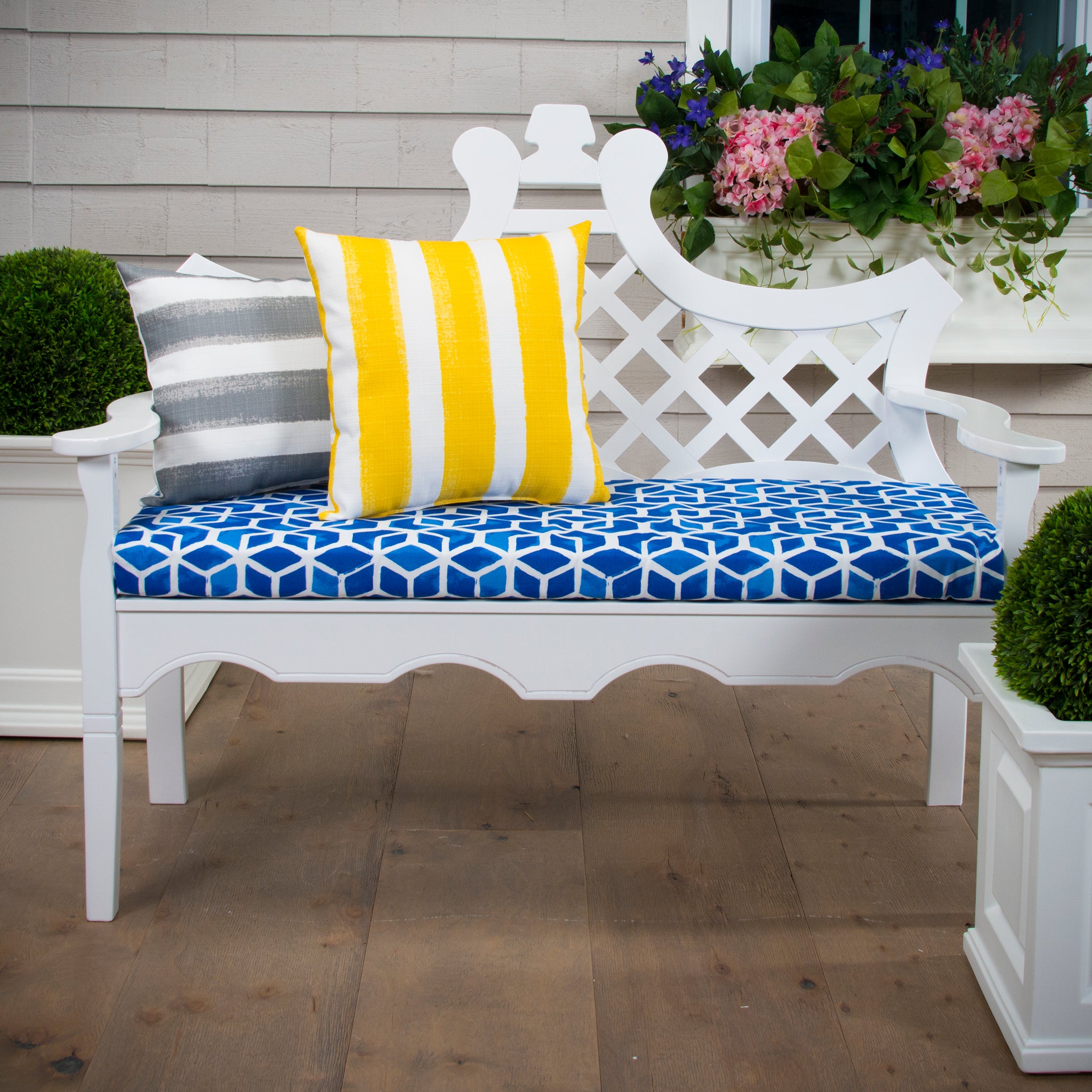 blue porch swing cushion