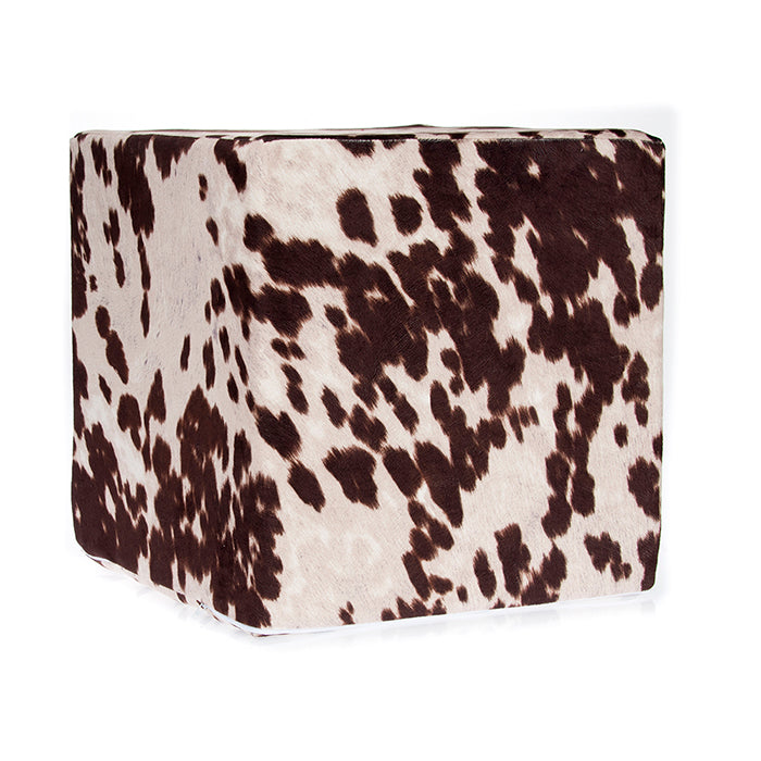 Brown Faux Cowhide Pouf 18 X18 X18 Glenna Jean