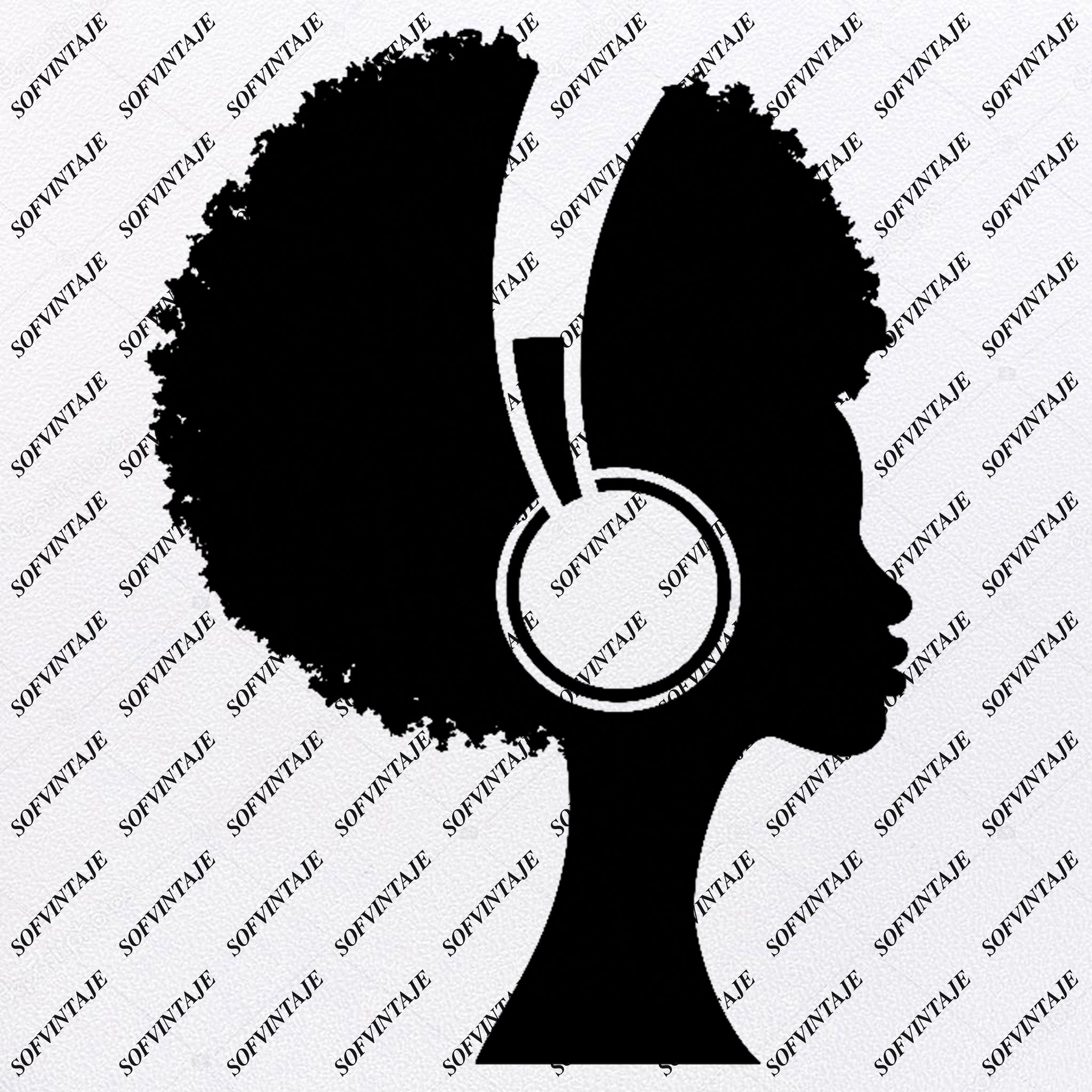 Download African American Girl Girl With Headphones Svg File African Americ Sofvintaje