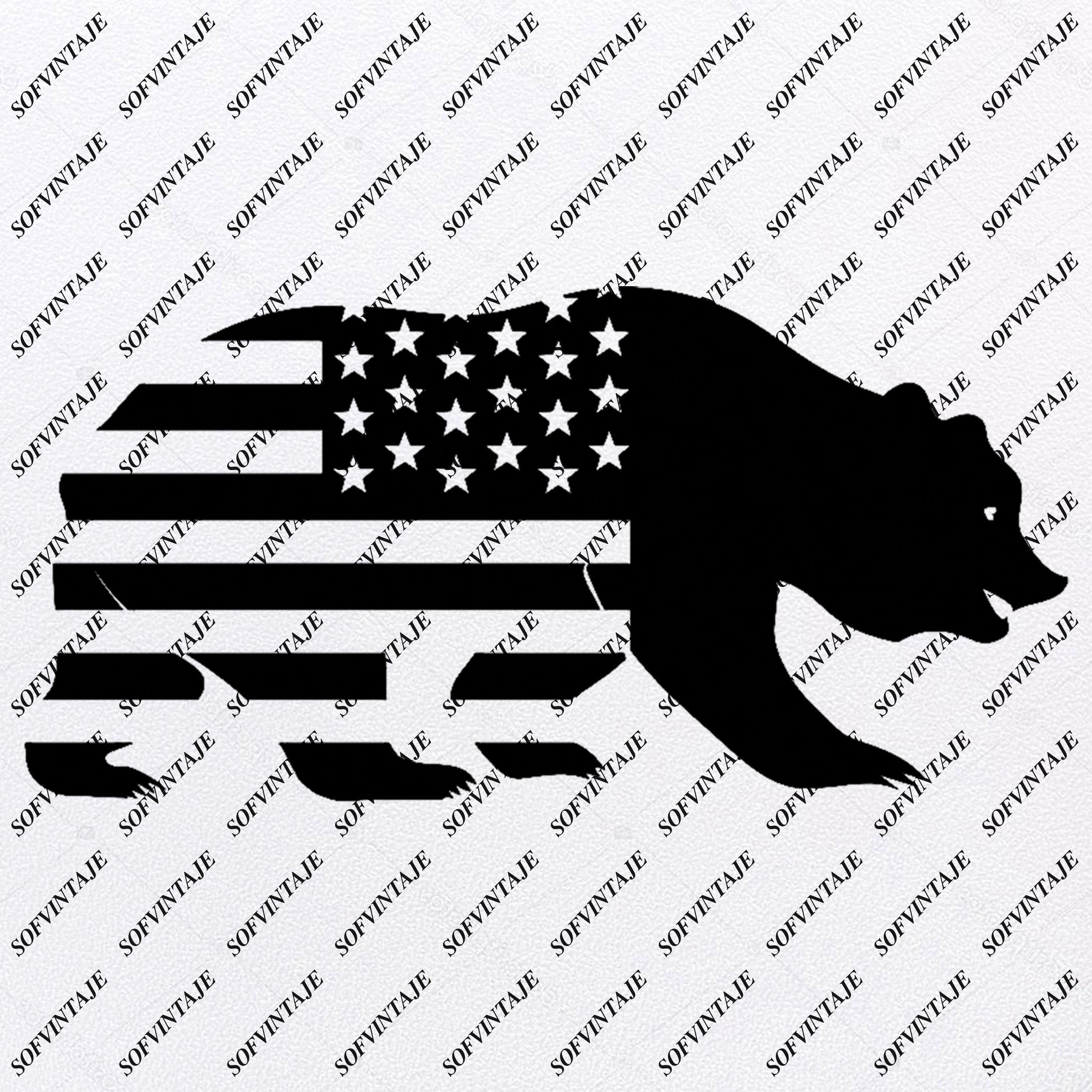 Download Bear Usa Flag Bear Svg File Bear Svg Bear Clip Art Animals Svg Sofvintaje