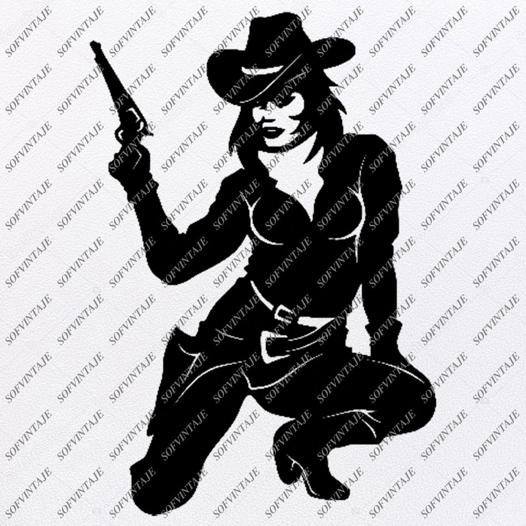 Download Cowgirl Svg File Girl With Gun Svg Western Svg Cowboy Clip Art Sofvintaje