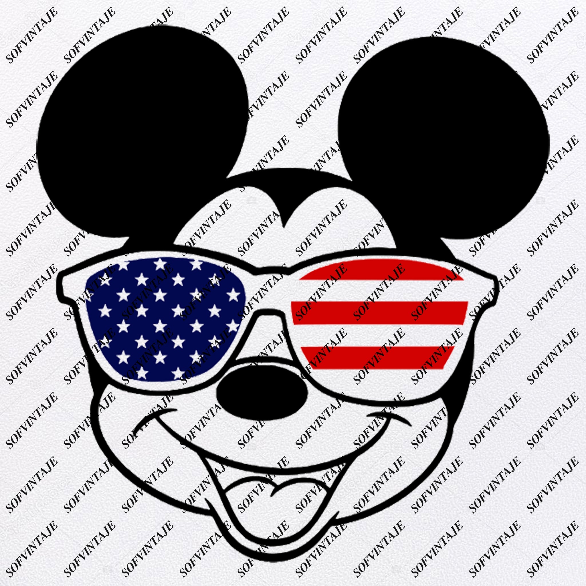 Download Disney Svg File Mickey Mause Svg Usa Flag Mickey With Glasses Sofvintaje
