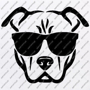 Dog Svg File - PitBull with glasses Svg - Pitbull Svg Original Design