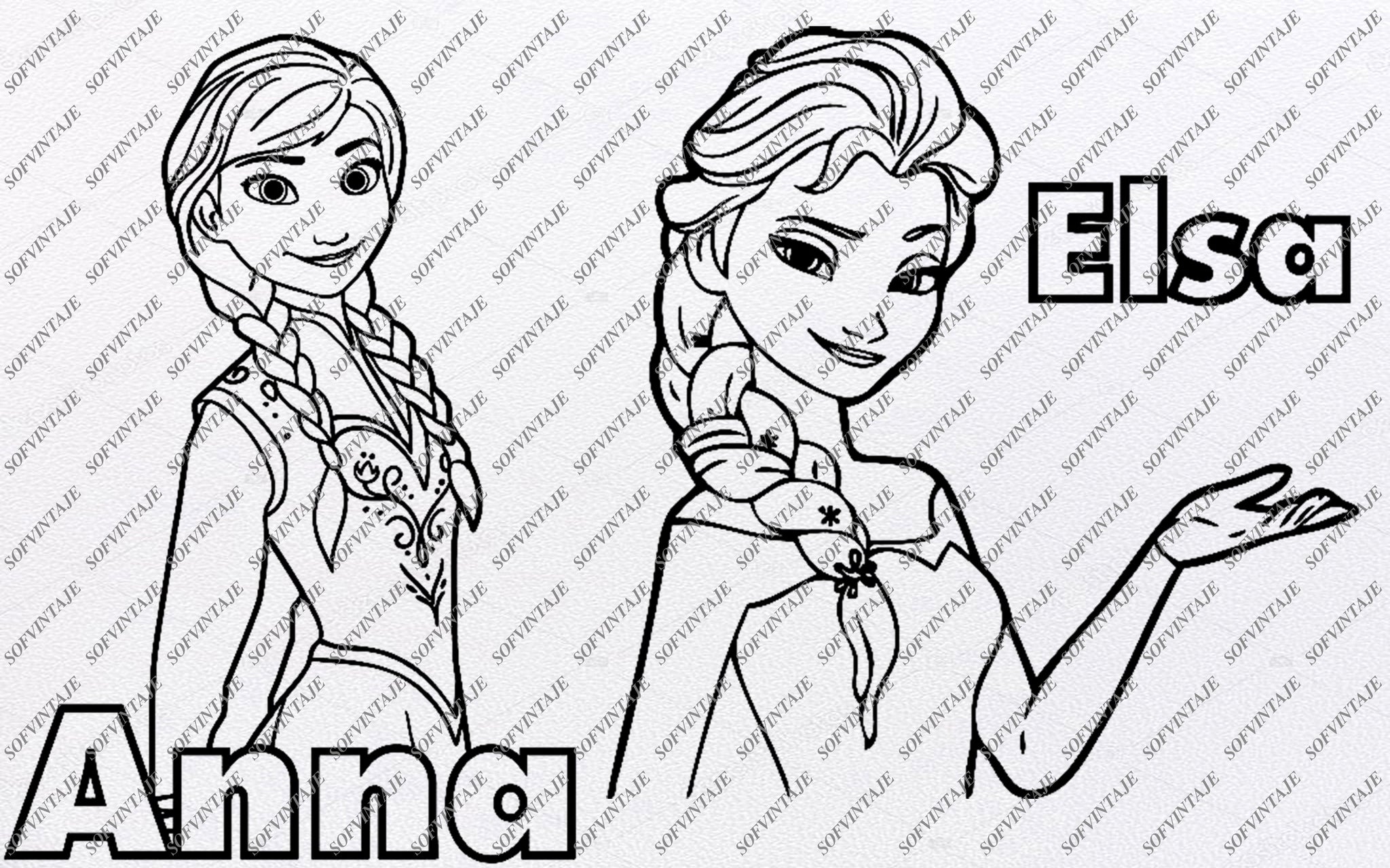 Elsa And Anna Svg Files Disney Princess Elsa And Anna Clipart Svg Sofvintaje